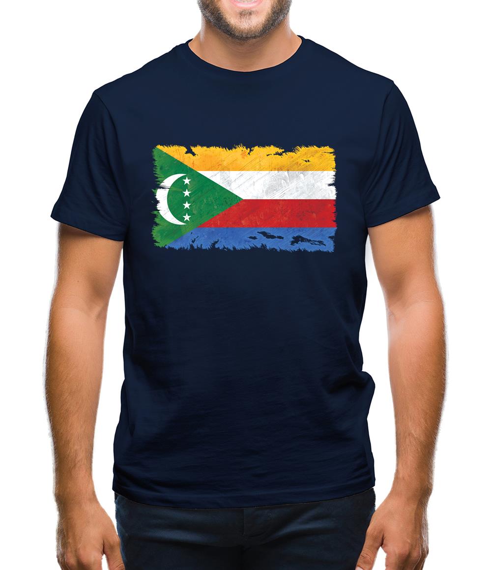 Comoros Grunge Style Flag Mens T-Shirt Comoros Grunge Style Flag Mens T-Shirt