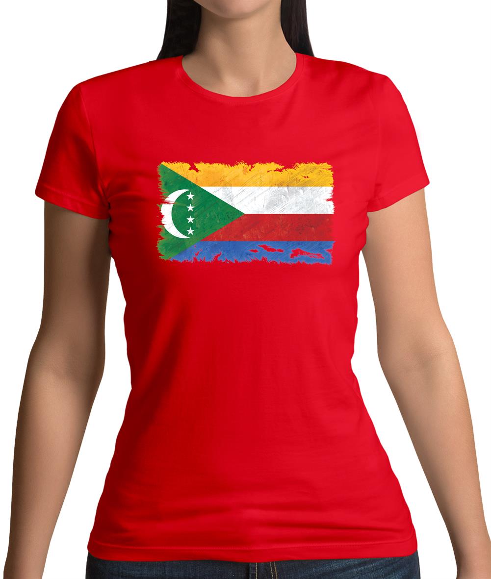 Comoros Grunge Style Flag Womens T-Shirt Comoros Grunge Style Flag Womens T-Shirt