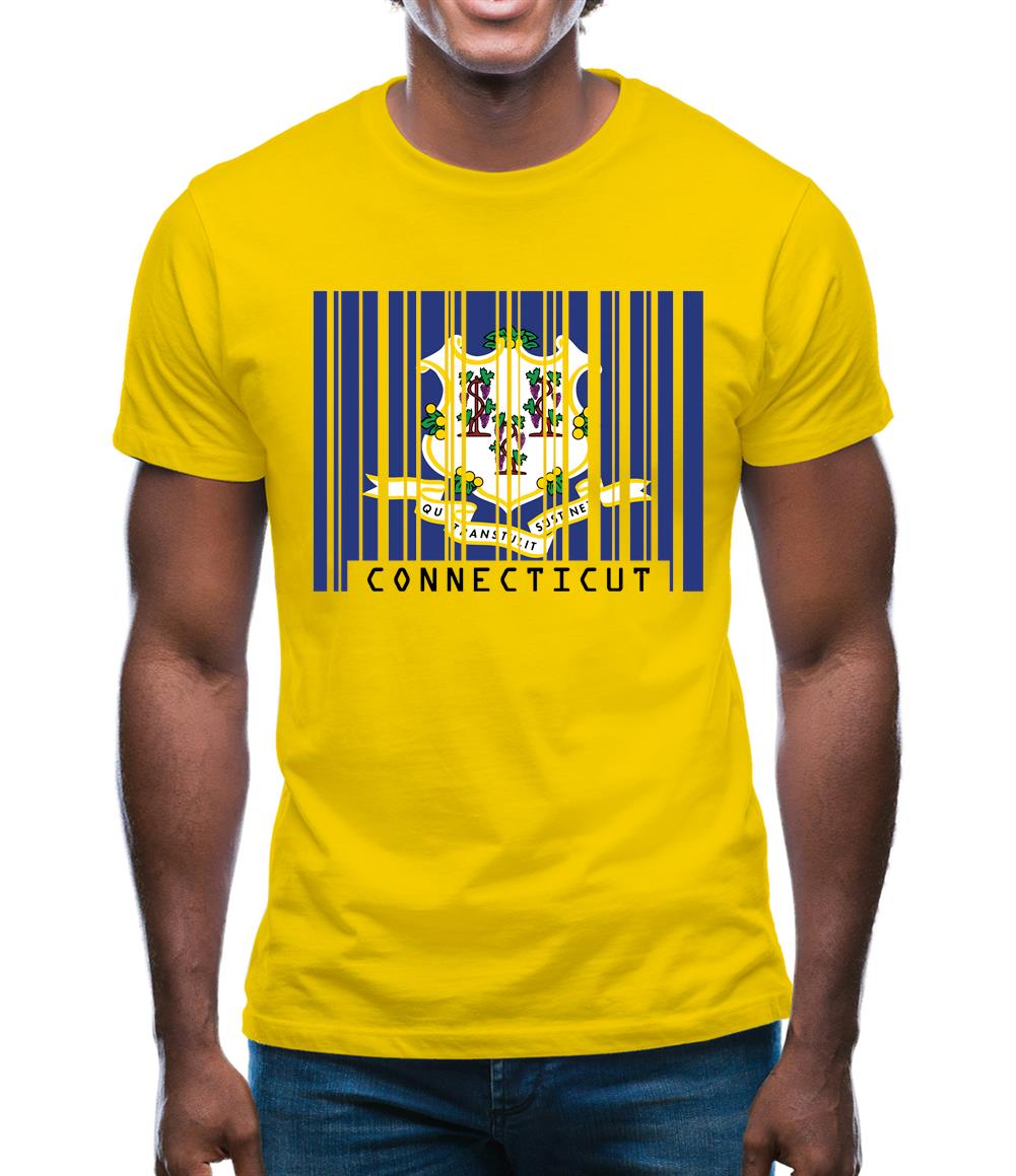 Connecticut Barcode Style Flag Mens T-Shirt Connecticut Barcode Style Flag Mens T-Shirt