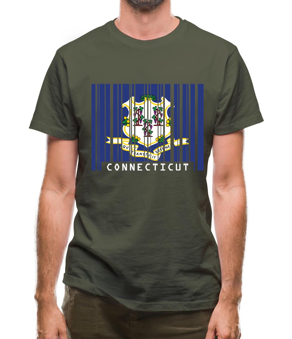 Connecticut Barcode Style Flag Mens T-Shirt Connecticut Barcode Style Flag Mens T-Shirt
