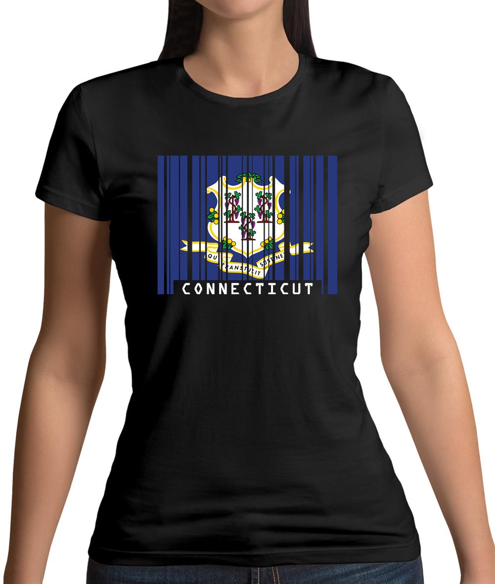Connecticut Barcode Style Flag Womens T-Shirt Connecticut Barcode Style Flag Womens T-Shirt