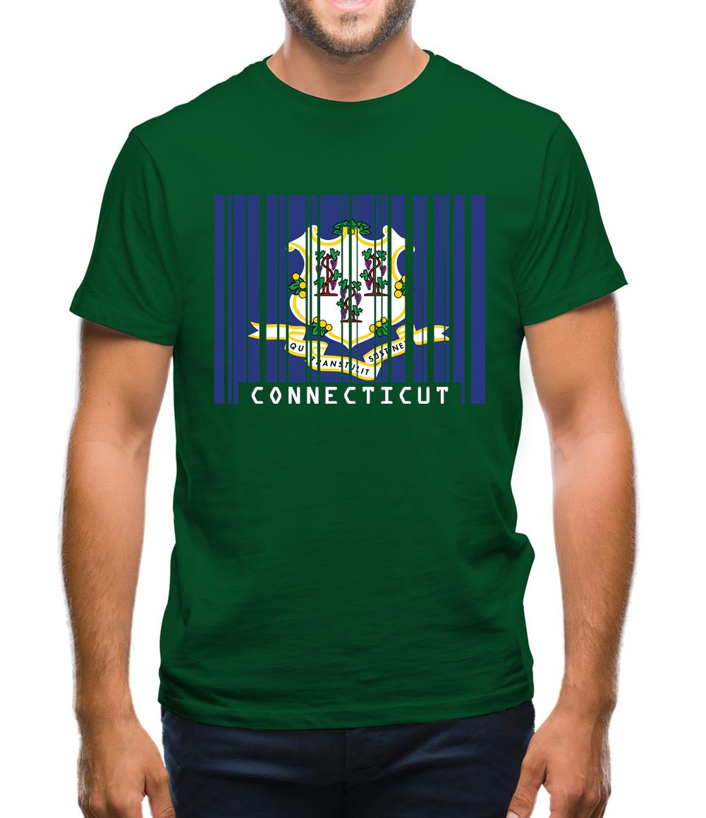 Connecticut Barcode Style Flag Mens T-Shirt Connecticut Barcode Style Flag Mens T-Shirt