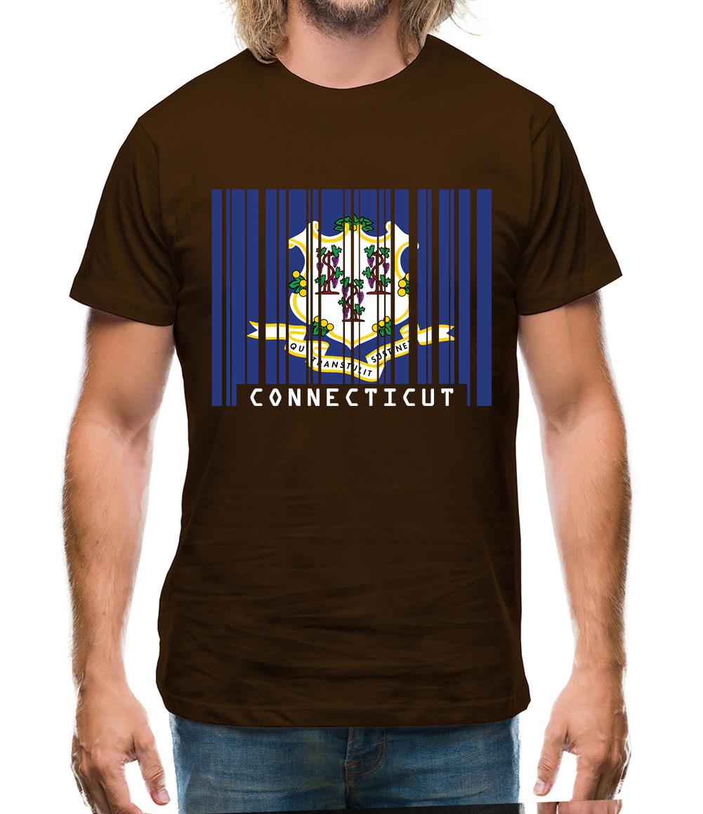 Connecticut Barcode Style Flag Mens T-Shirt Connecticut Barcode Style Flag Mens T-Shirt