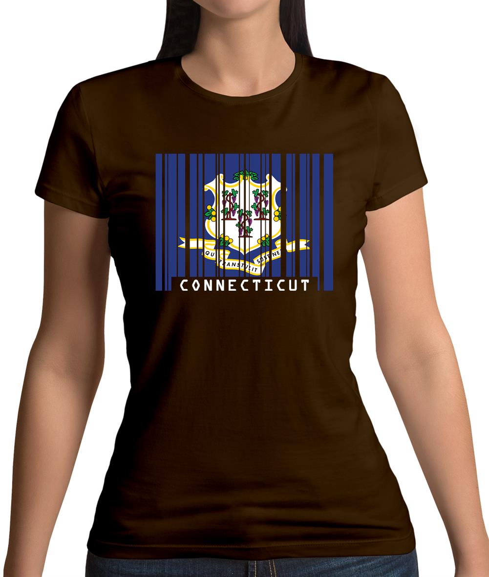 Connecticut Barcode Style Flag Womens T-Shirt Connecticut Barcode Style Flag Womens T-Shirt