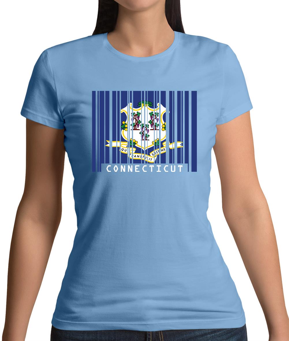 Connecticut Barcode Style Flag Womens T-Shirt Connecticut Barcode Style Flag Womens T-Shirt