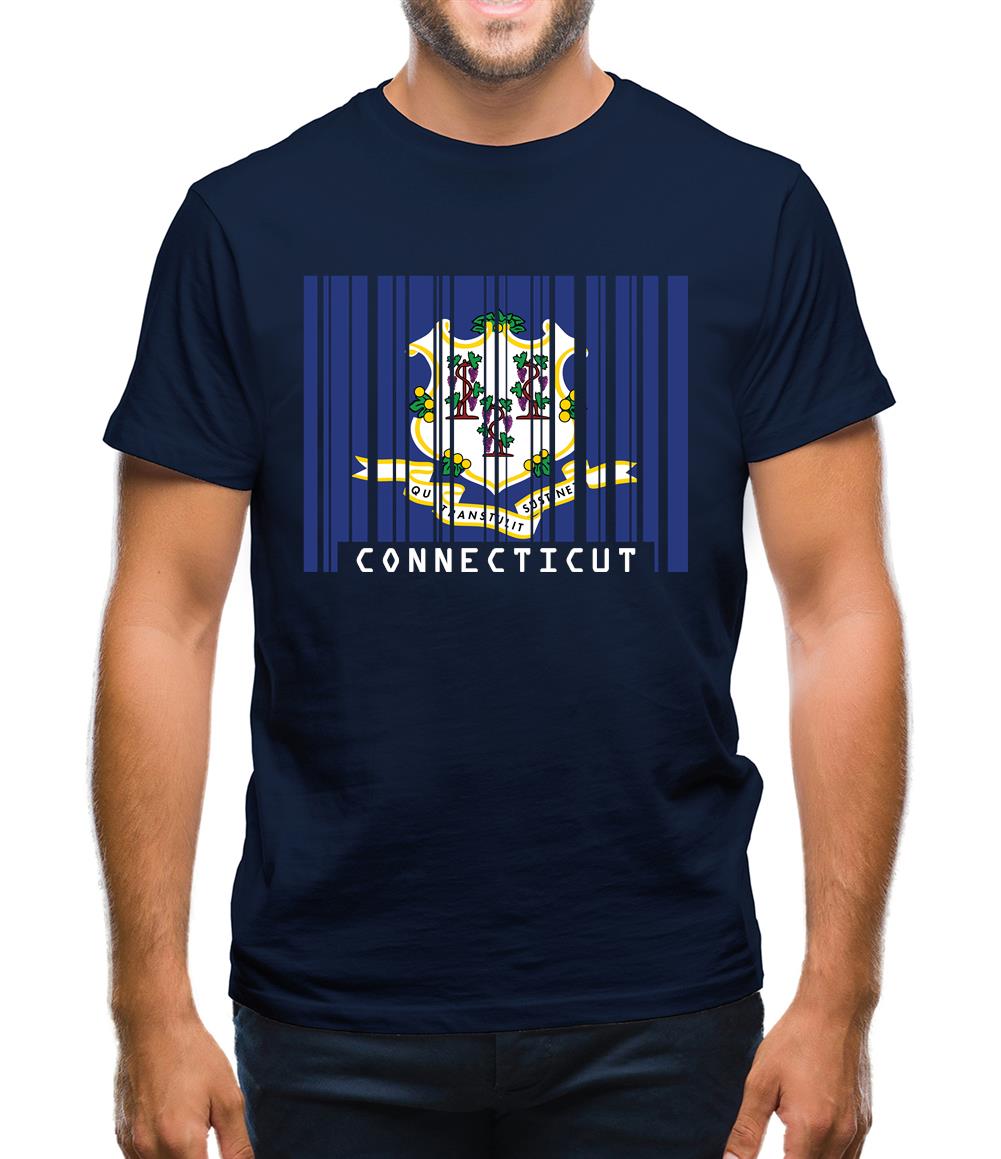 Connecticut Barcode Style Flag Mens T-Shirt Connecticut Barcode Style Flag Mens T-Shirt