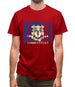 Connecticut Barcode Style Flag Mens T-Shirt