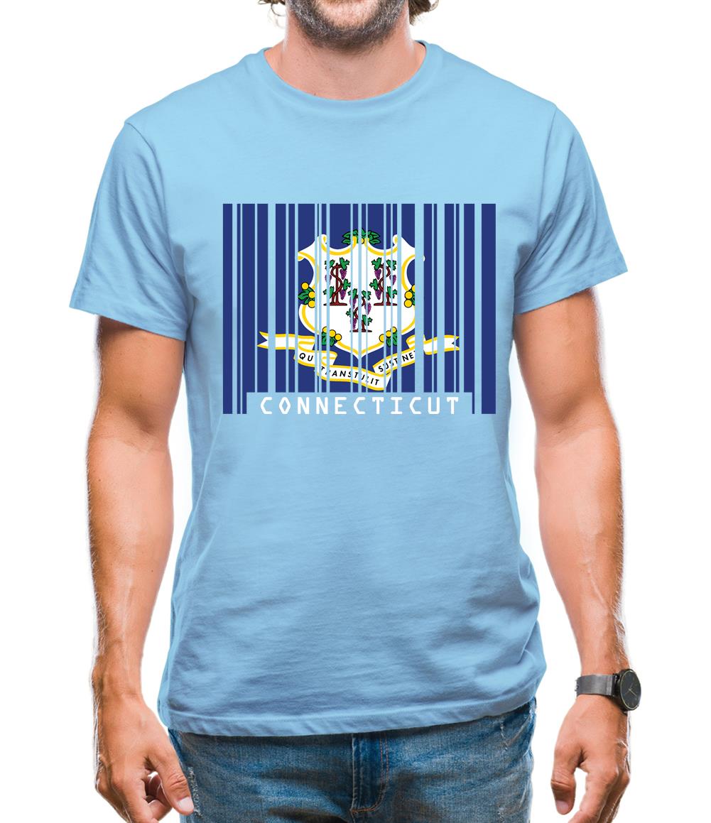 Connecticut Barcode Style Flag Mens T-Shirt Connecticut Barcode Style Flag Mens T-Shirt