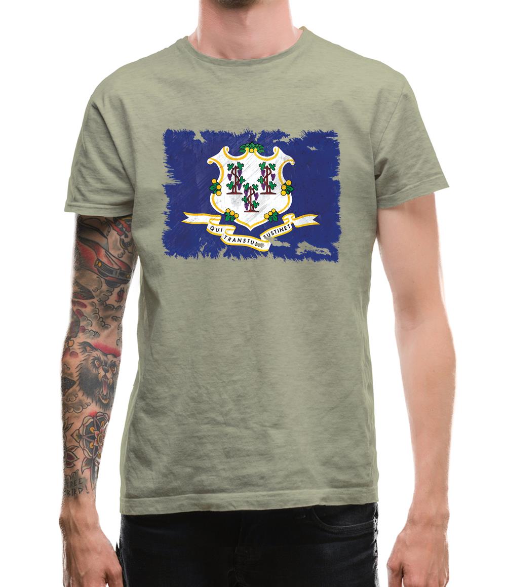 Connecticut Grunge Style Flag Mens T-Shirt Connecticut Grunge Style Flag Mens T-Shirt