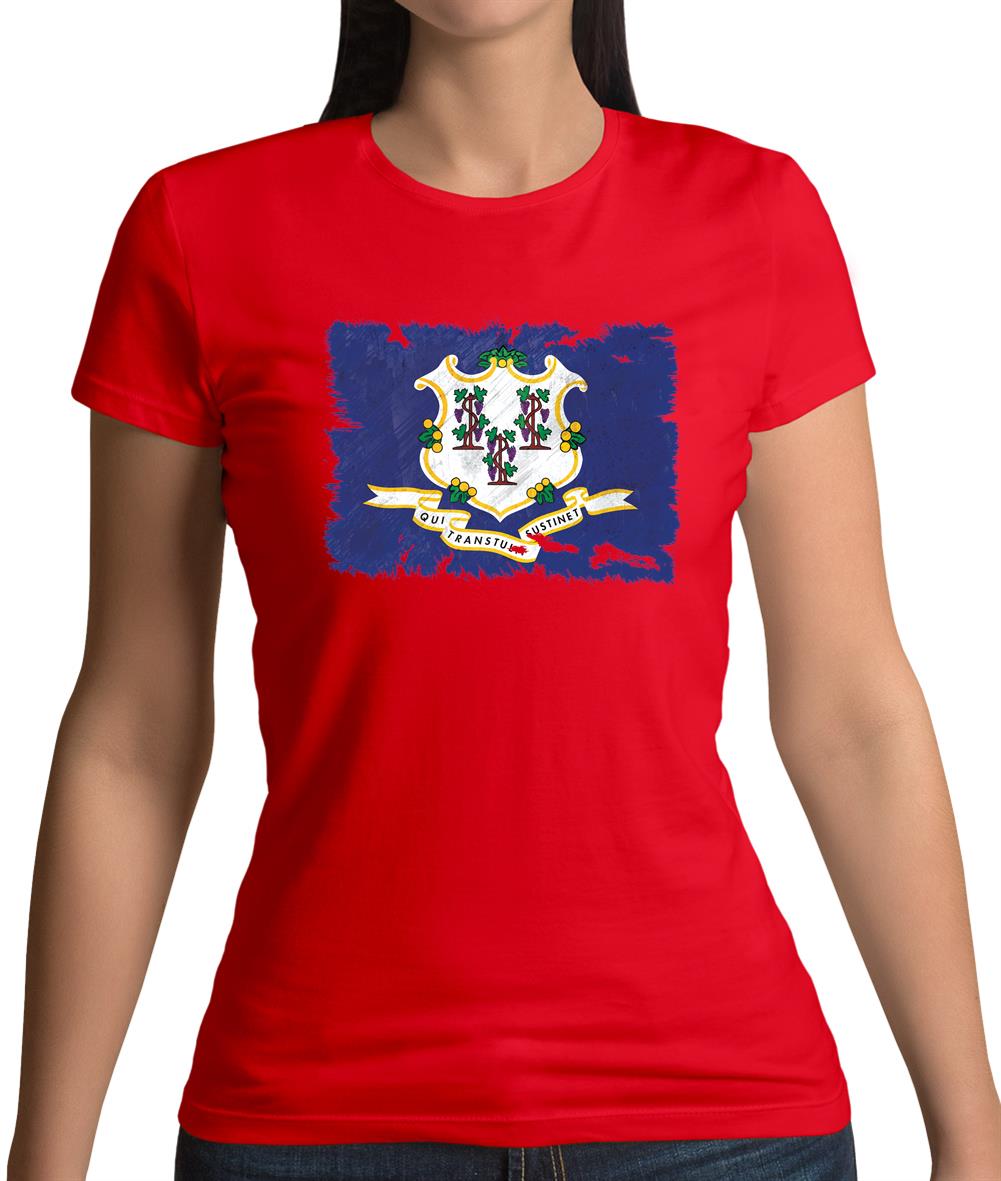 Connecticut Grunge Style Flag Womens T-Shirt Connecticut Grunge Style Flag Womens T-Shirt