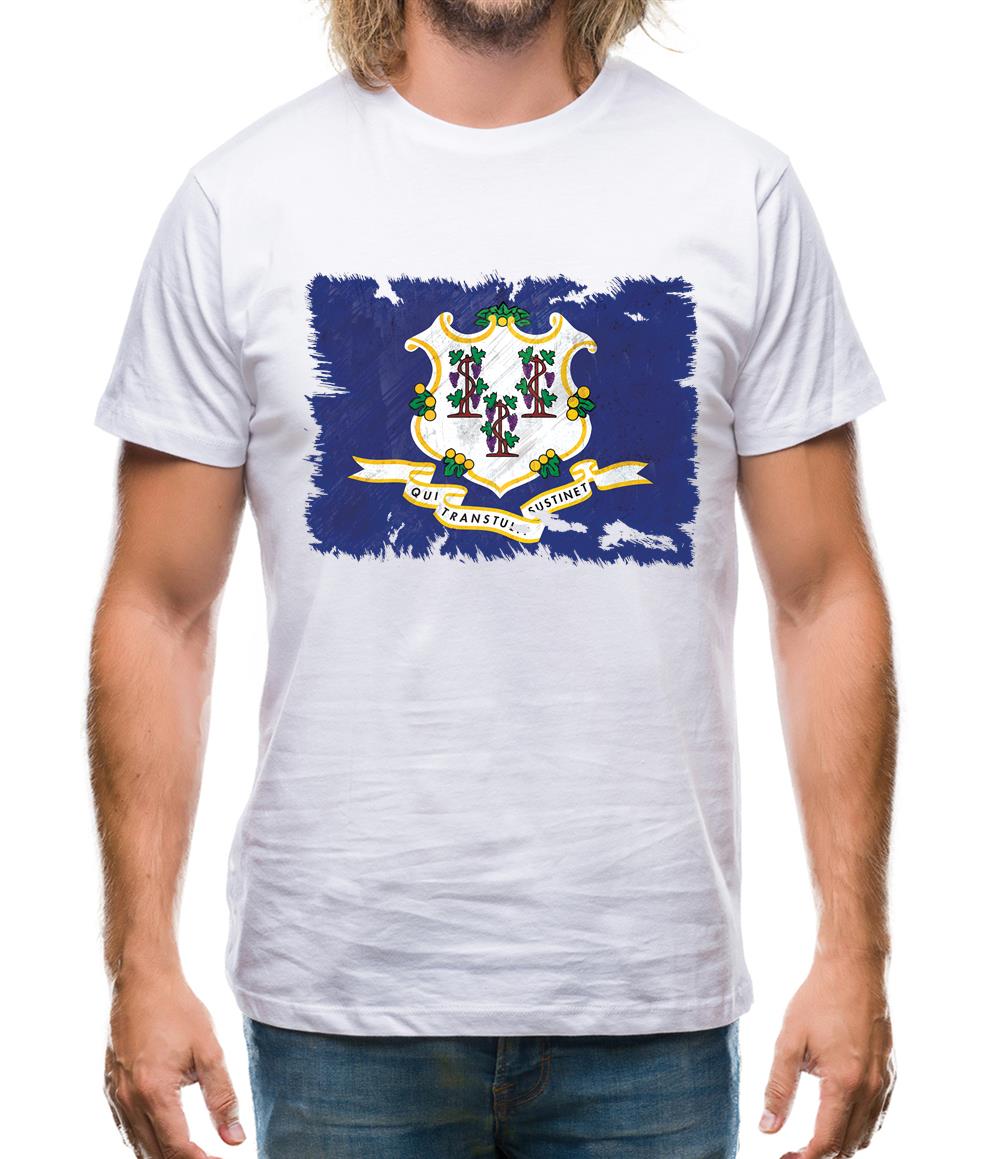 Connecticut Grunge Style Flag Mens T-Shirt Connecticut Grunge Style Flag Mens T-Shirt
