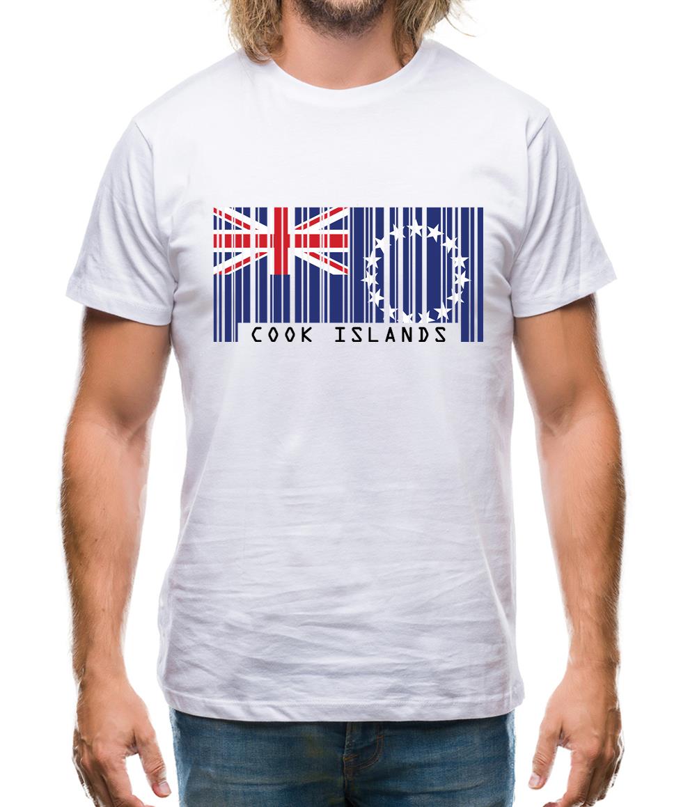 Cook Islands  Barcode Style Flag Mens T-Shirt Cook Islands  Barcode Style Flag Mens T-Shirt