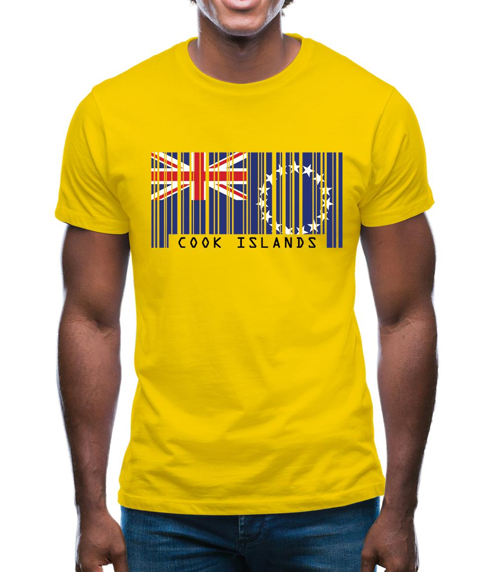 Cook Islands  Barcode Style Flag Mens T-Shirt Cook Islands  Barcode Style Flag Mens T-Shirt
