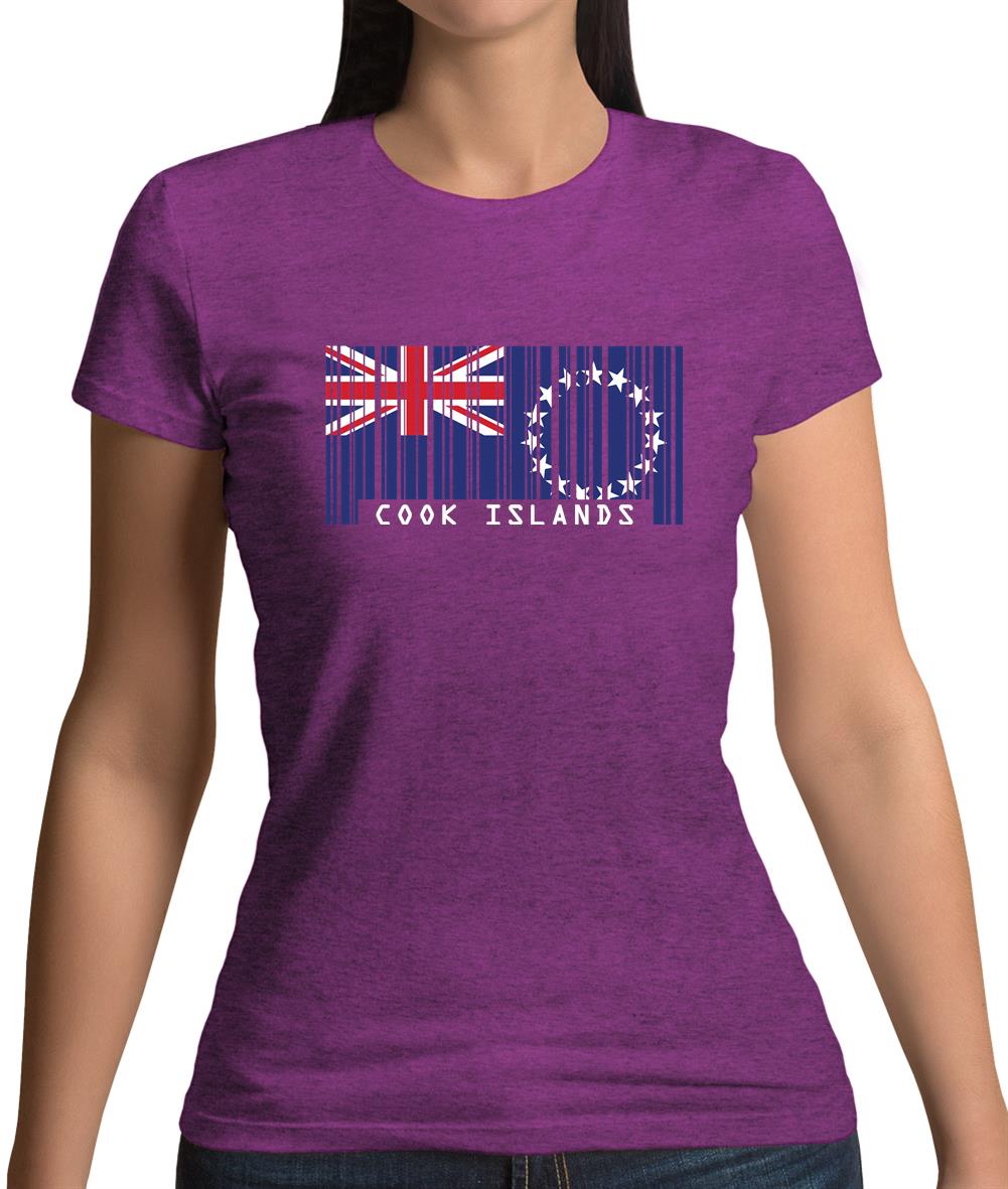 Cook Islands  Barcode Style Flag Womens T-Shirt Cook Islands  Barcode Style Flag Womens T-Shirt