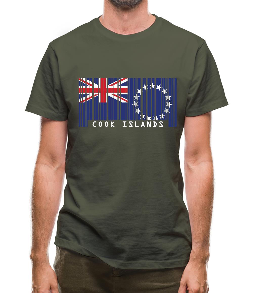 Cook Islands  Barcode Style Flag Mens T-Shirt Cook Islands  Barcode Style Flag Mens T-Shirt