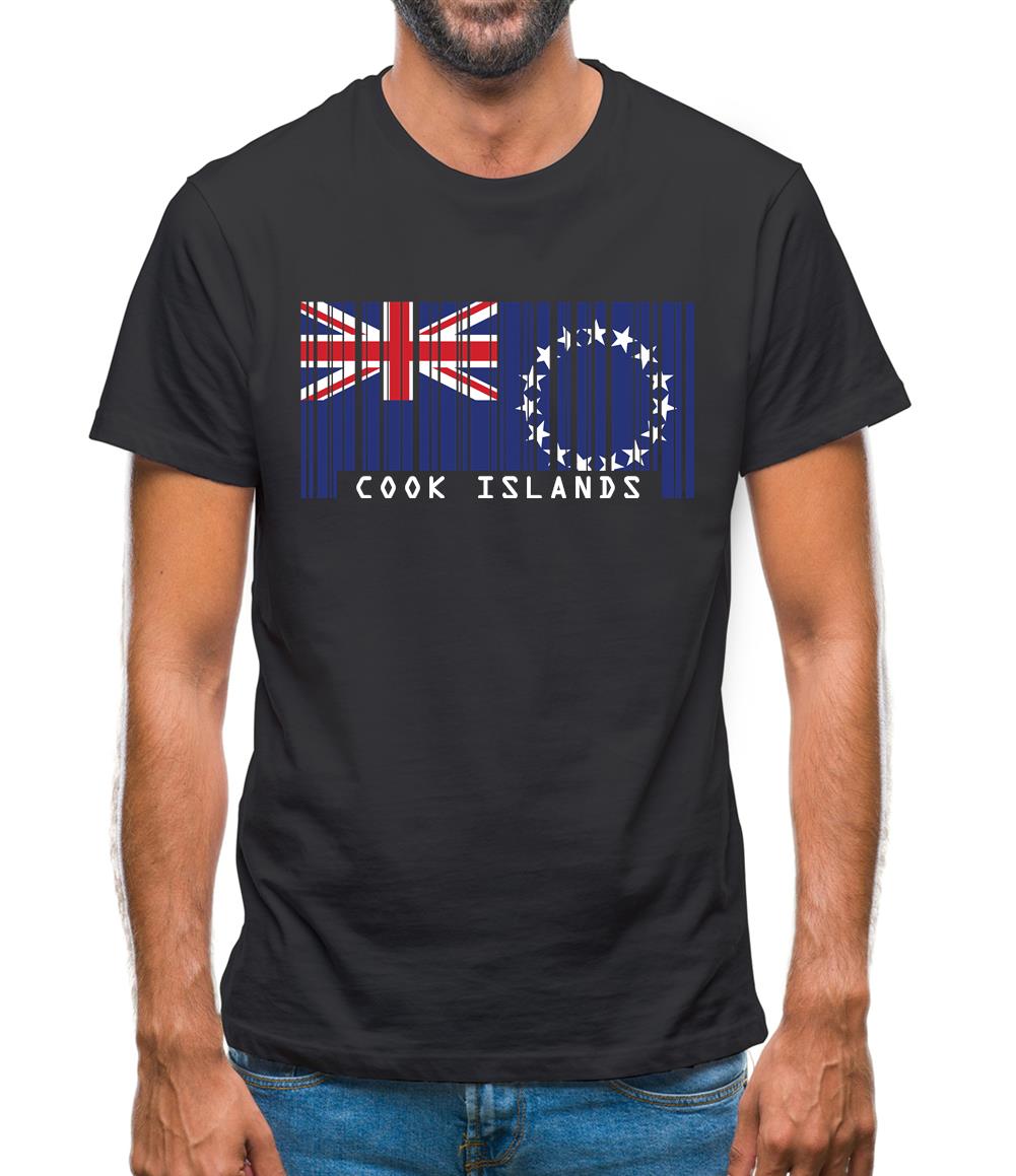 Cook Islands  Barcode Style Flag Mens T-Shirt Cook Islands  Barcode Style Flag Mens T-Shirt