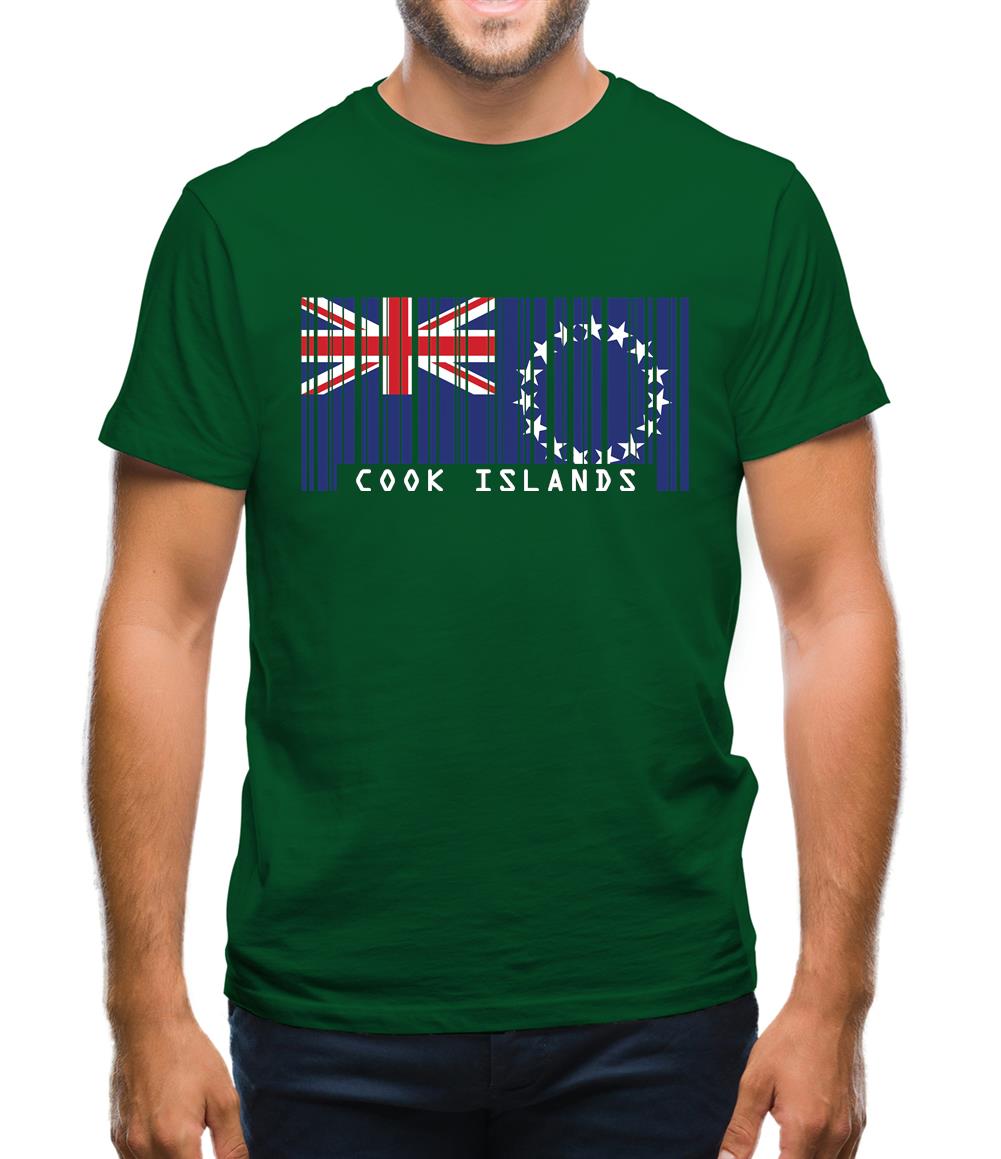 Cook Islands  Barcode Style Flag Mens T-Shirt Cook Islands  Barcode Style Flag Mens T-Shirt