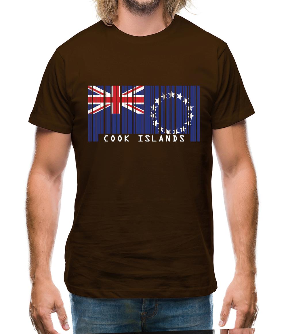 Cook Islands  Barcode Style Flag Mens T-Shirt Cook Islands  Barcode Style Flag Mens T-Shirt