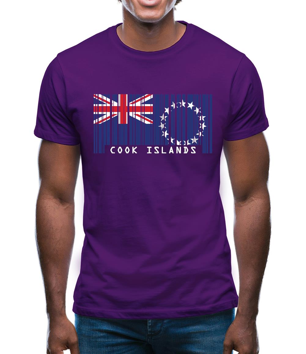 Cook Islands  Barcode Style Flag Mens T-Shirt Cook Islands  Barcode Style Flag Mens T-Shirt
