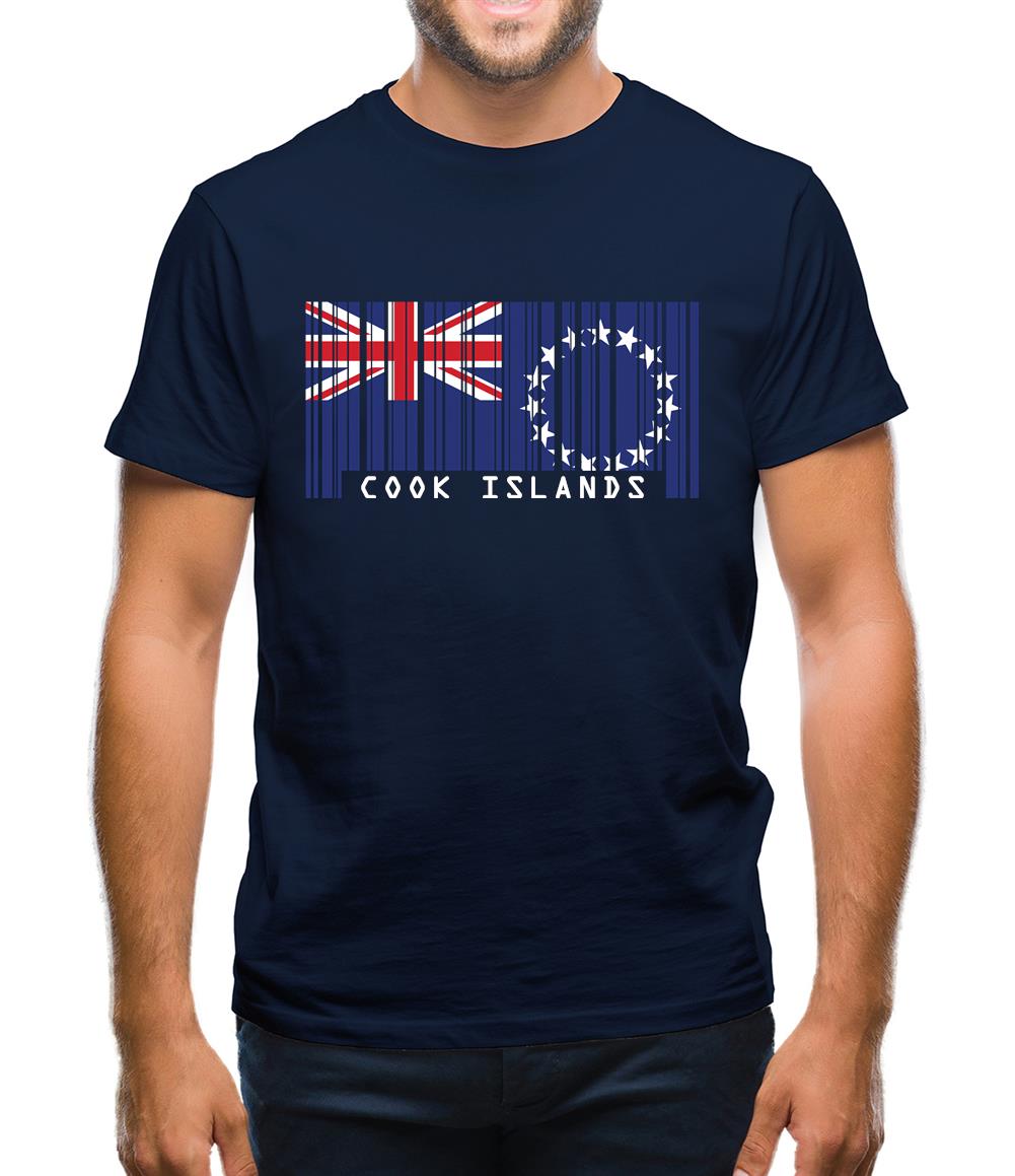 Cook Islands  Barcode Style Flag Mens T-Shirt Cook Islands  Barcode Style Flag Mens T-Shirt