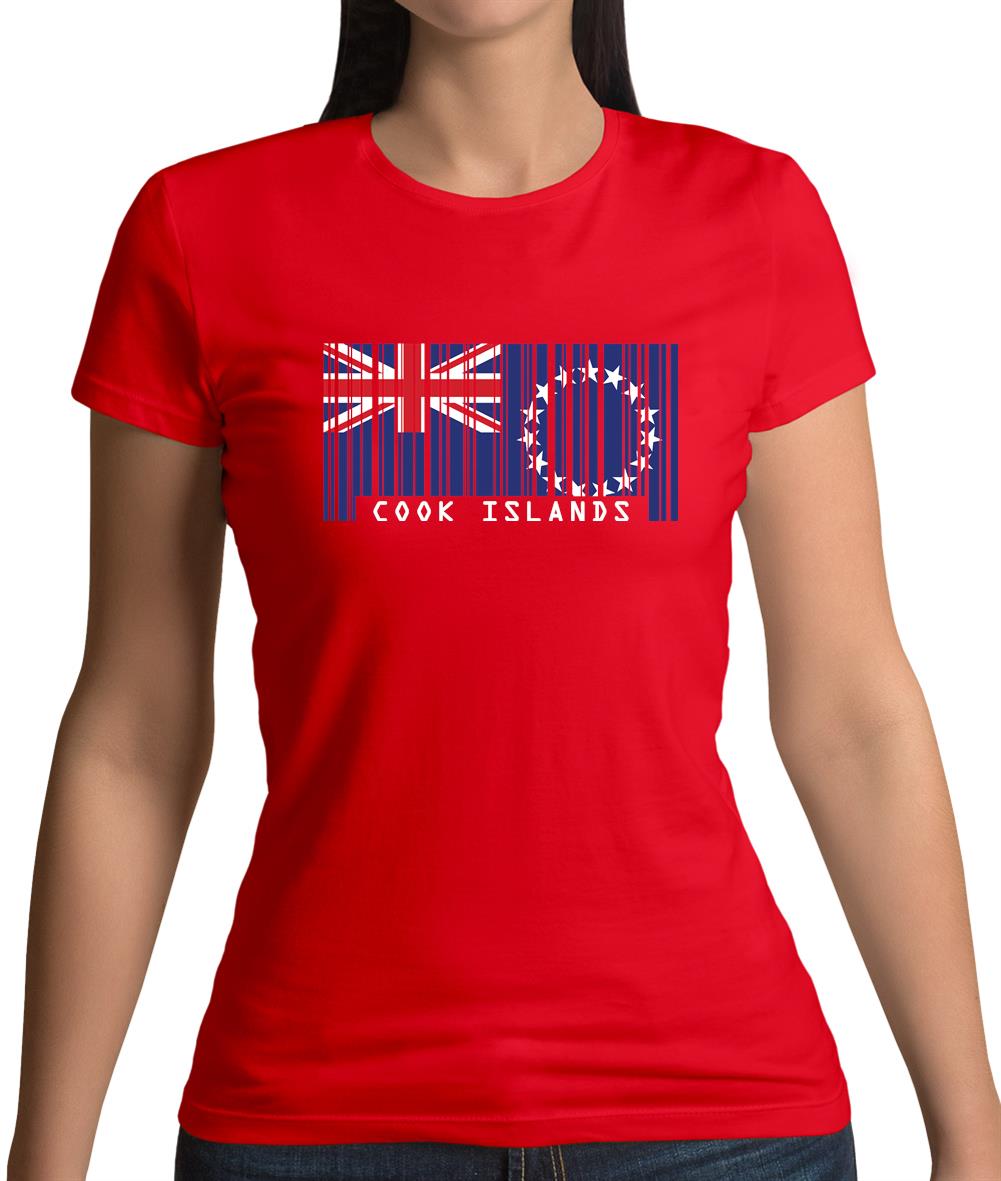 Cook Islands  Barcode Style Flag Womens T-Shirt Cook Islands  Barcode Style Flag Womens T-Shirt