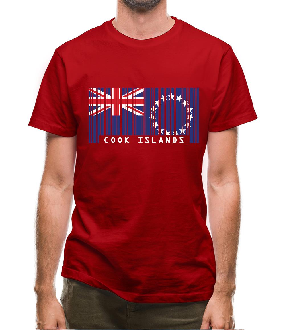Cook Islands  Barcode Style Flag Mens T-Shirt Cook Islands  Barcode Style Flag Mens T-Shirt