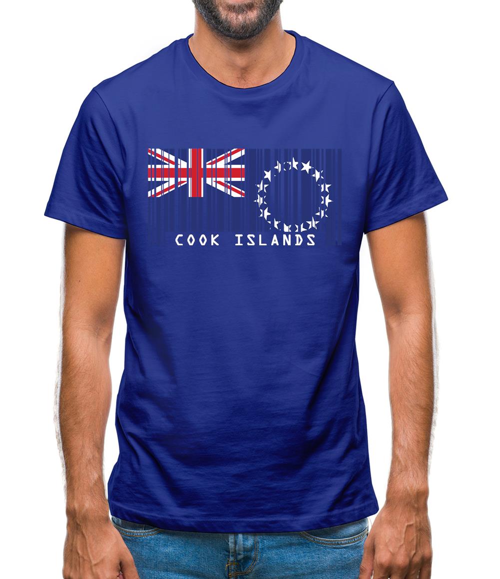 Cook Islands  Barcode Style Flag Mens T-Shirt Cook Islands  Barcode Style Flag Mens T-Shirt