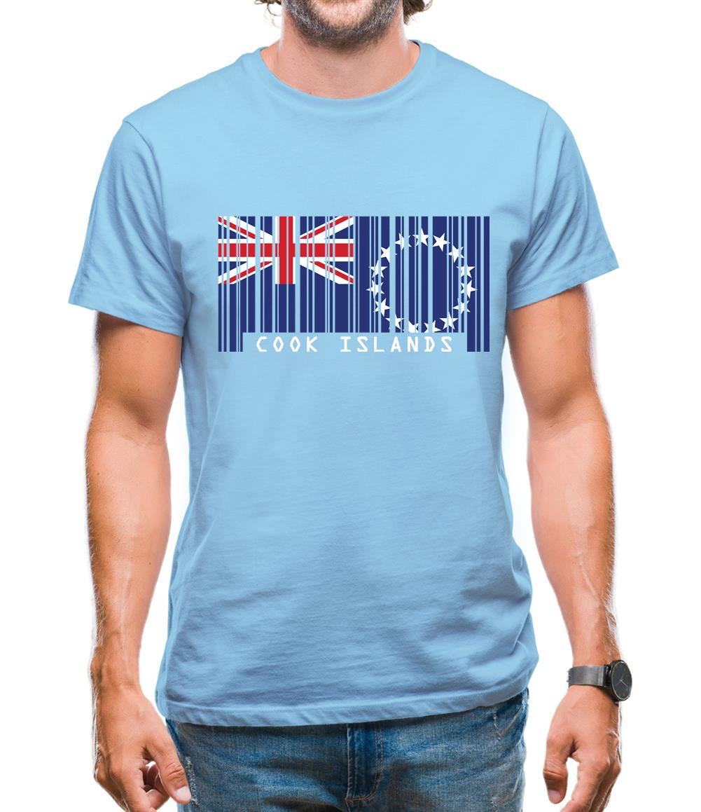 Cook Islands  Barcode Style Flag Mens T-Shirt Cook Islands  Barcode Style Flag Mens T-Shirt