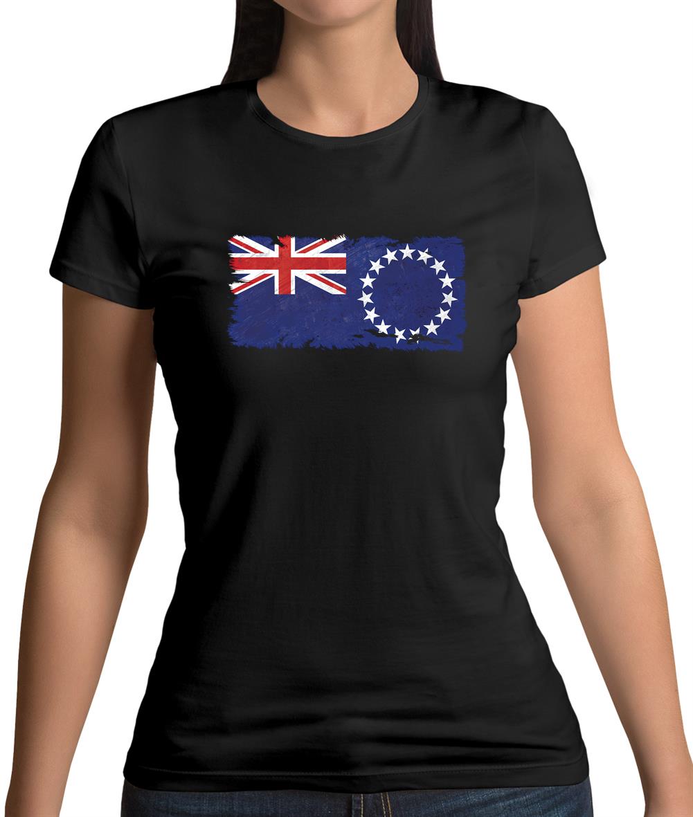 Cook Islands Grunge Style Flag Womens T-Shirt Cook Islands Grunge Style Flag Womens T-Shirt