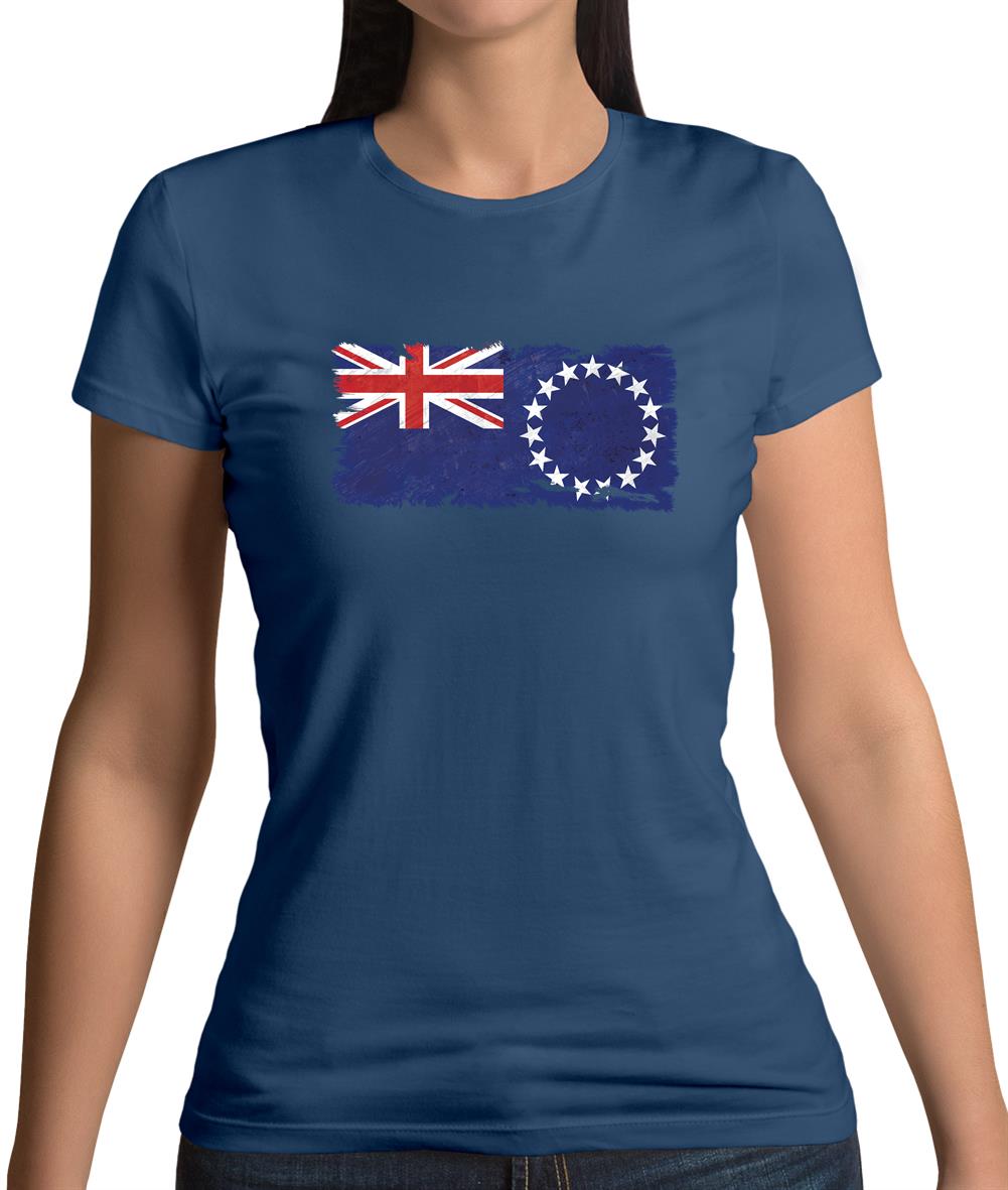 Cook Islands Grunge Style Flag Womens T-Shirt Cook Islands Grunge Style Flag Womens T-Shirt