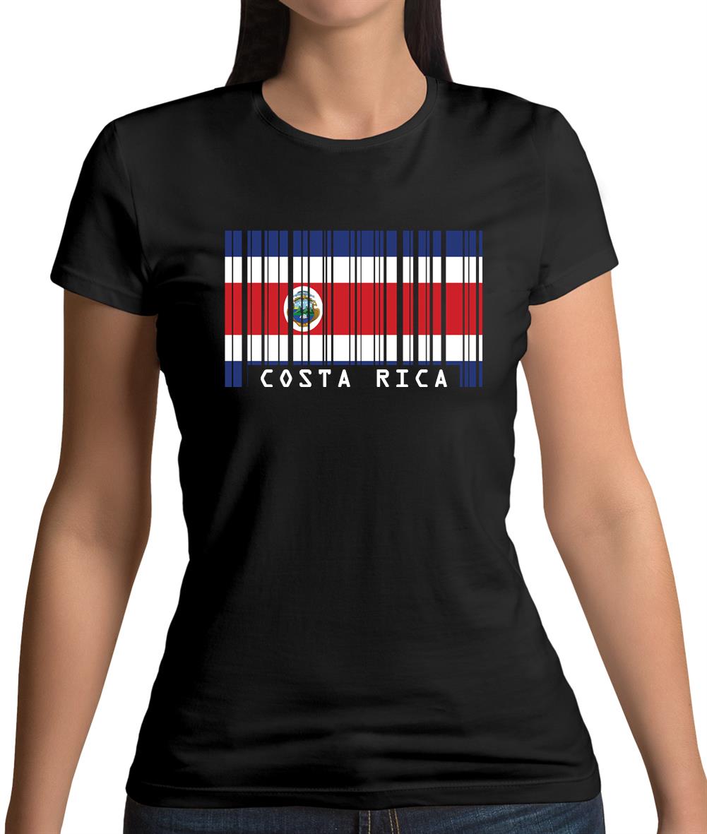 Costa Rica  Barcode Style Flag Womens T-Shirt Costa Rica  Barcode Style Flag Womens T-Shirt