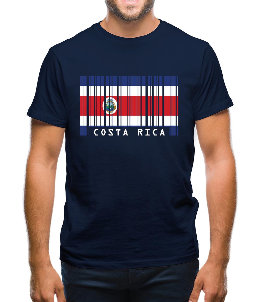 Costa Rica  Barcode Style Flag Mens T-Shirt Costa Rica  Barcode Style Flag Mens T-Shirt