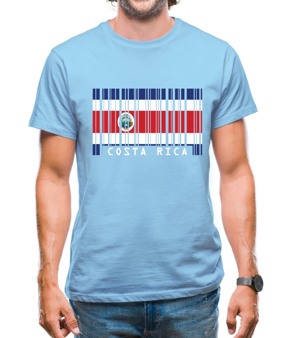 Costa Rica  Barcode Style Flag Mens T-Shirt Costa Rica  Barcode Style Flag Mens T-Shirt