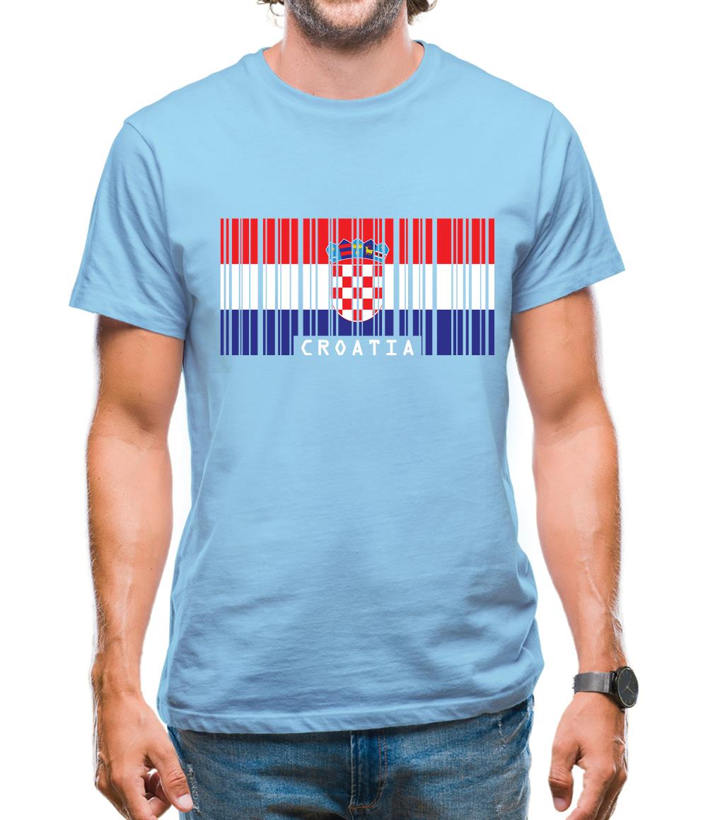 Croatia Barcode Style Flag Mens T-Shirt Croatia Barcode Style Flag Mens T-Shirt