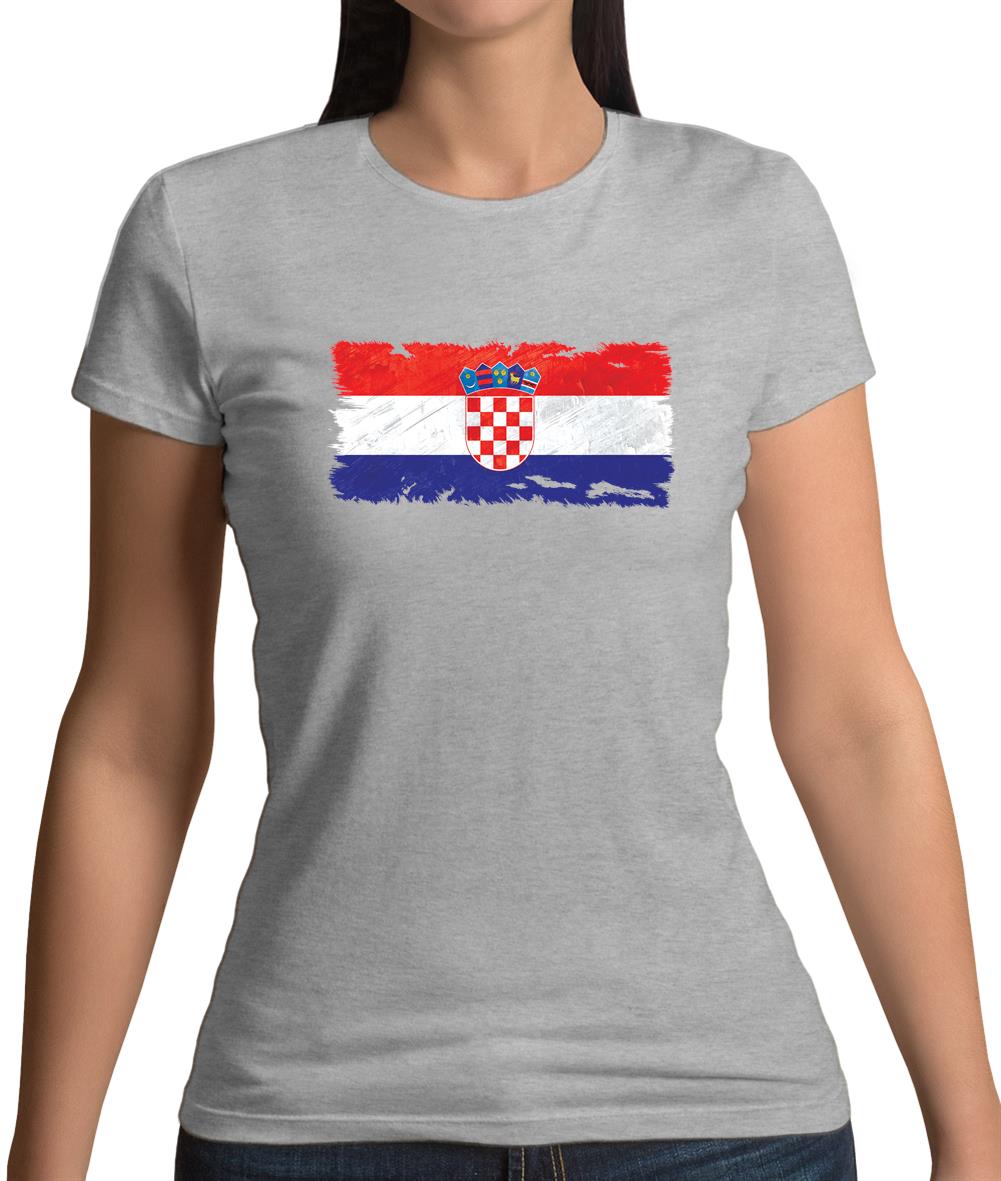 Croatia Grunge Style Flag Womens T-Shirt Croatia Grunge Style Flag Womens T-Shirt