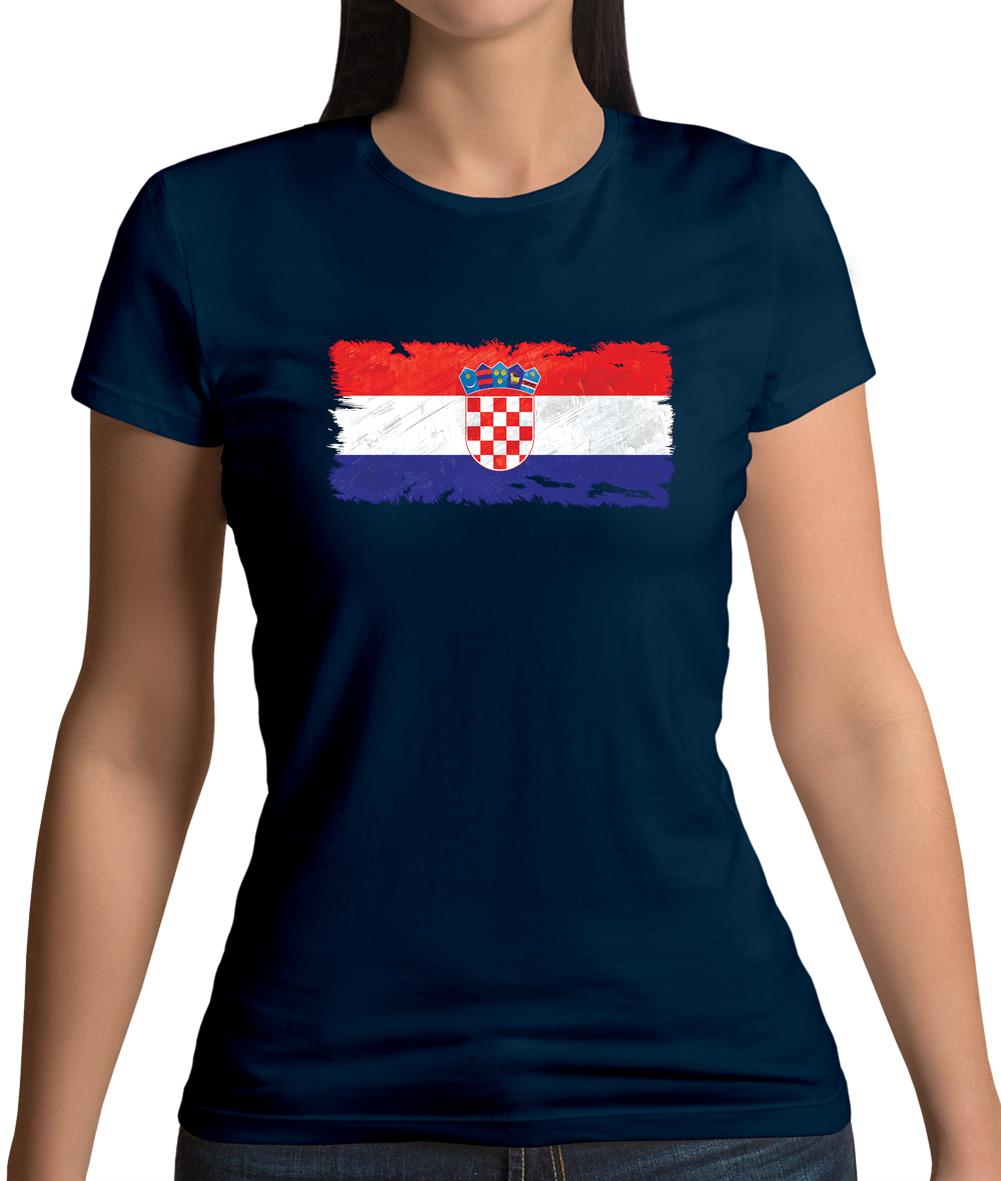 Croatia Grunge Style Flag Womens T-Shirt Croatia Grunge Style Flag Womens T-Shirt