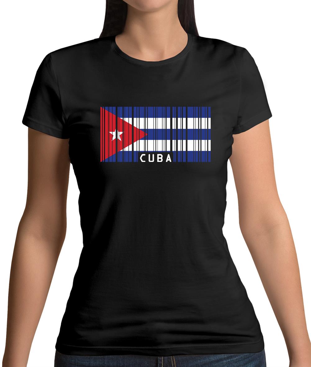 Cuba Barcode Style Flag Womens T-Shirt Cuba Barcode Style Flag Womens T-Shirt