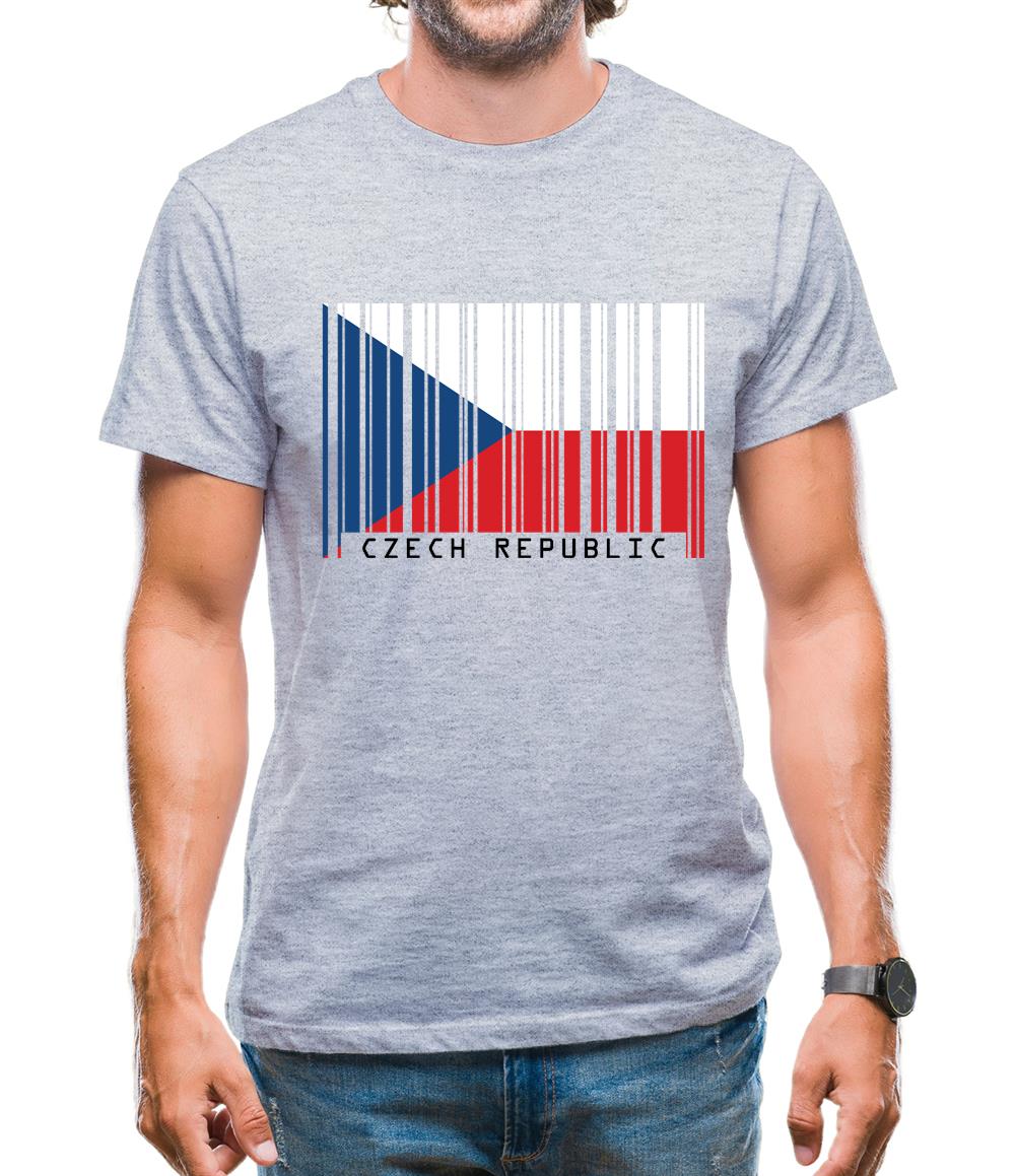 Czech Republic  Barcode Style Flag Mens T-Shirt Czech Republic  Barcode Style Flag Mens T-Shirt