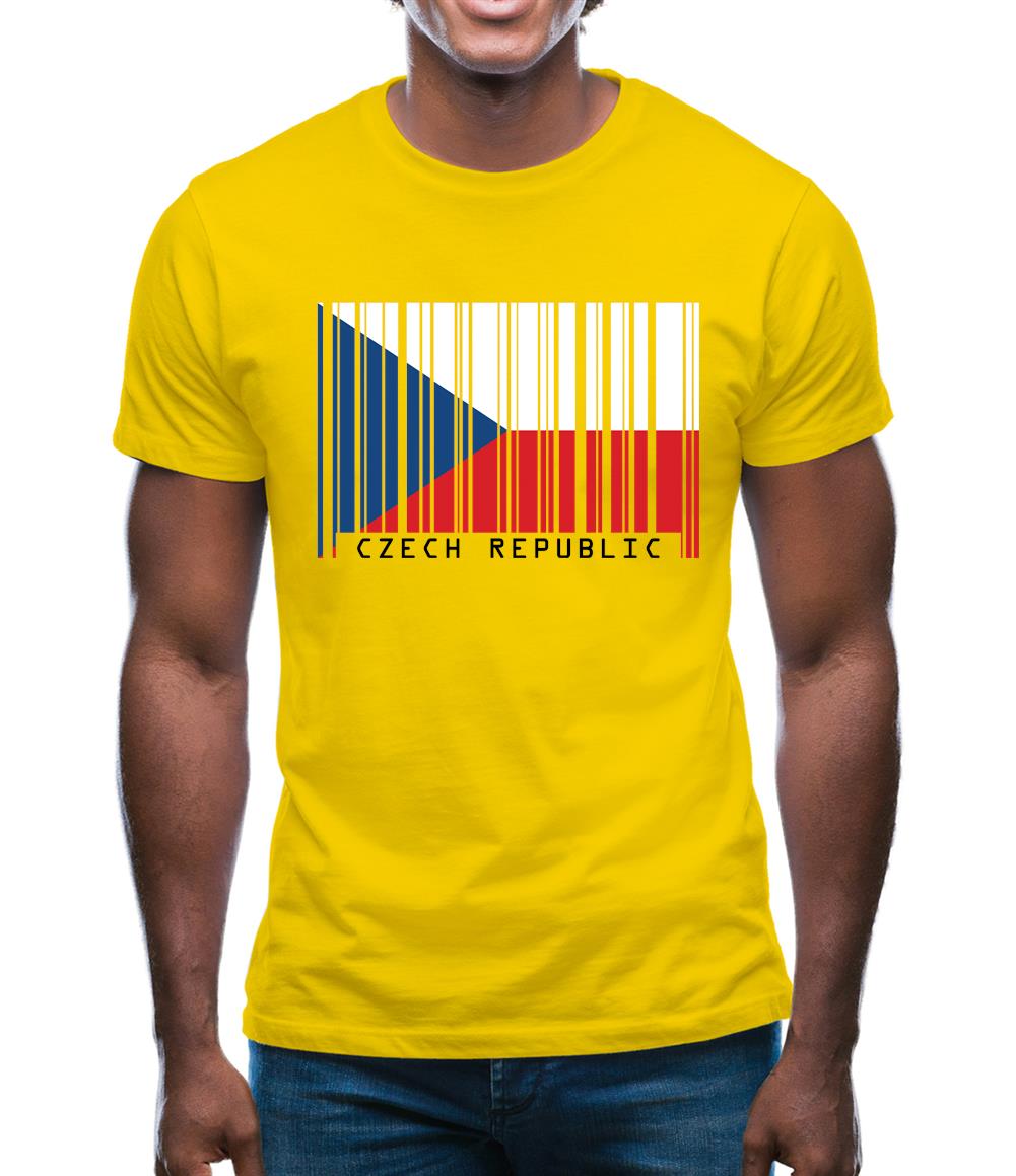 Czech Republic  Barcode Style Flag Mens T-Shirt Czech Republic  Barcode Style Flag Mens T-Shirt