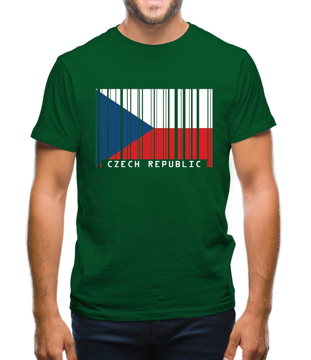 Czech Republic  Barcode Style Flag Mens T-Shirt Czech Republic  Barcode Style Flag Mens T-Shirt