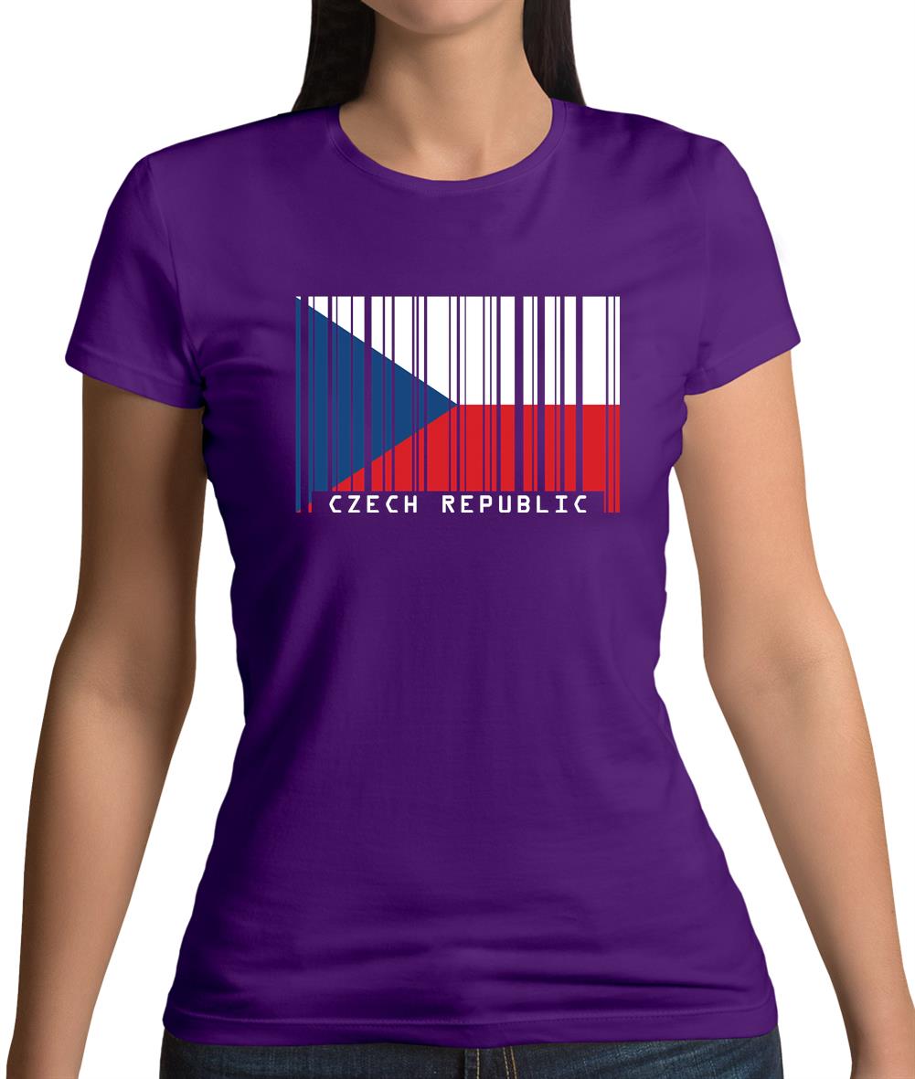 Czech Republic Barcode Style Flag Womens T-Shirt Czech Republic Barcode Style Flag Womens T-Shirt