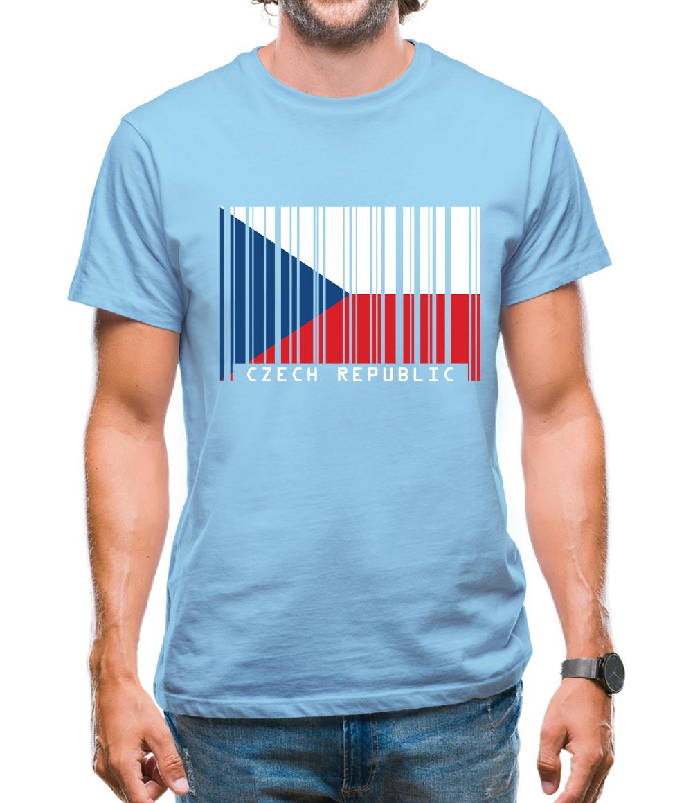 Czech Republic  Barcode Style Flag Mens T-Shirt Czech Republic  Barcode Style Flag Mens T-Shirt