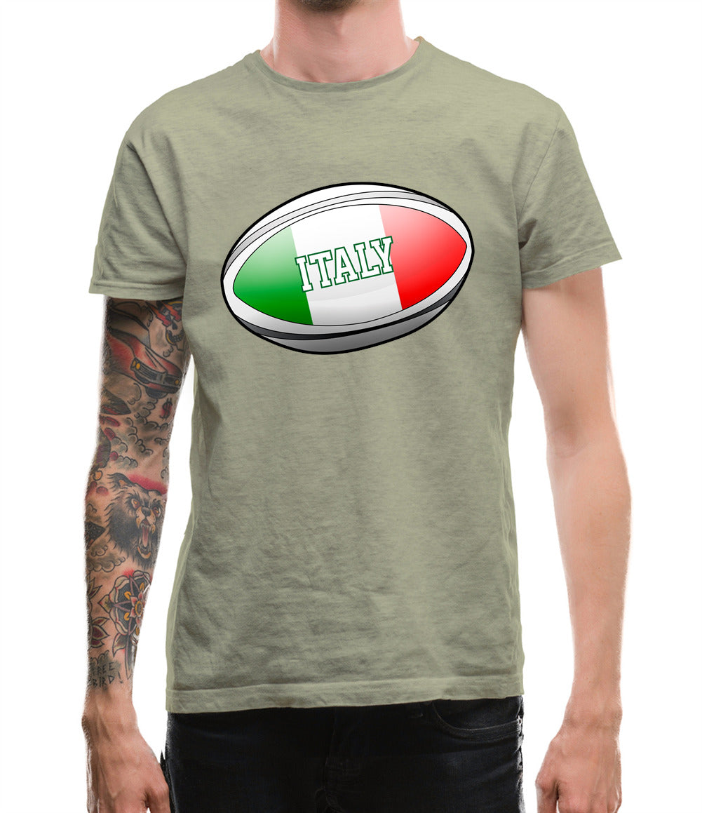 Italian Flag Rugby Ball Mens T-Shirt Italian Flag Rugby Ball Mens T-Shirt