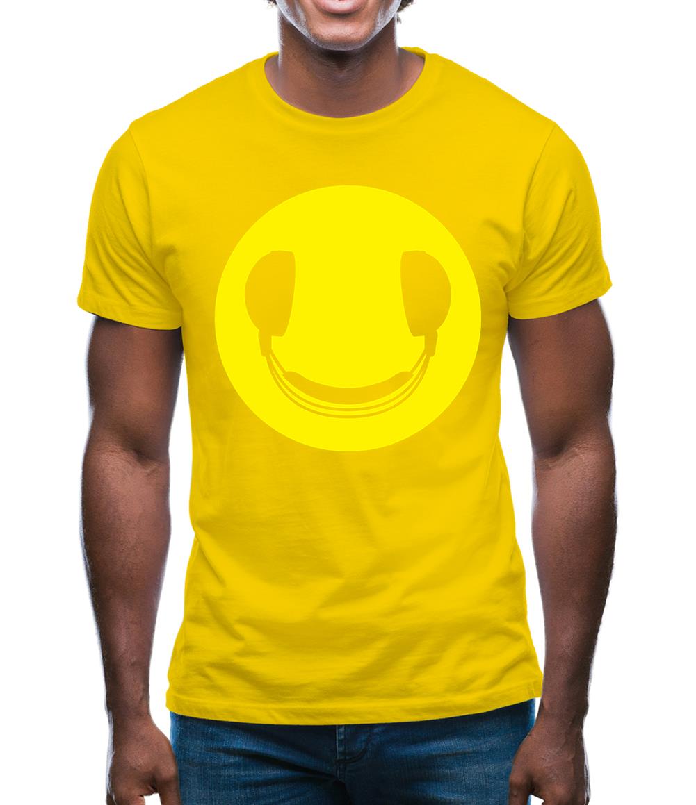 Dj Headphone Smiley Face Mens T-Shirt Dj Headphone Smiley Face Mens T-Shirt