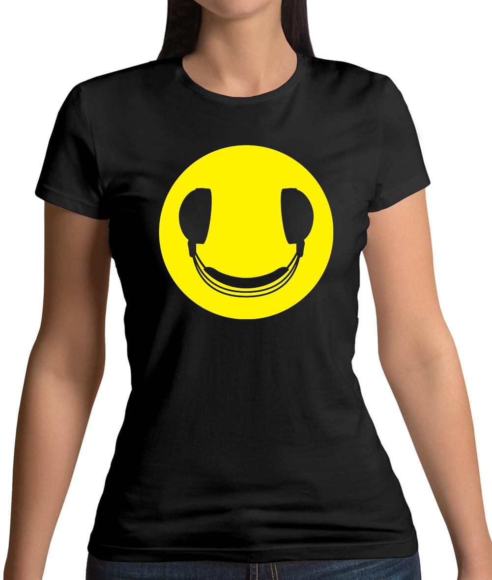 Dj Headphone Smiley Face Womens T-Shirt Dj Headphone Smiley Face Womens T-Shirt