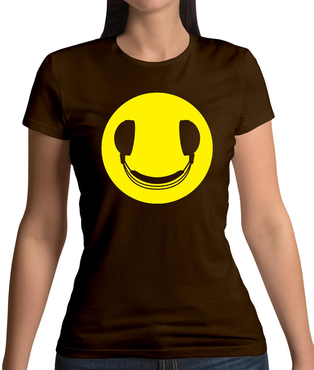 Dj Headphone Smiley Face Womens T-Shirt Dj Headphone Smiley Face Womens T-Shirt