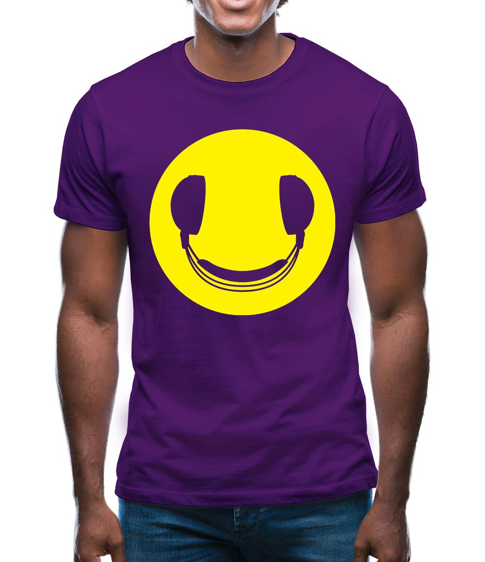 Dj Headphone Smiley Face Mens T-Shirt Dj Headphone Smiley Face Mens T-Shirt