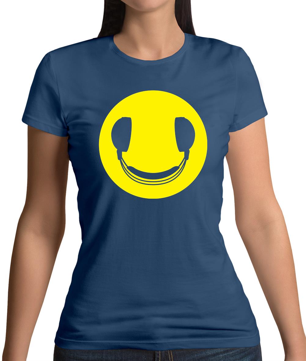Dj Headphone Smiley Face Womens T-Shirt Dj Headphone Smiley Face Womens T-Shirt