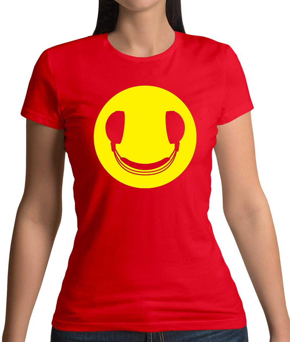 Dj Headphone Smiley Face Womens T-Shirt Dj Headphone Smiley Face Womens T-Shirt