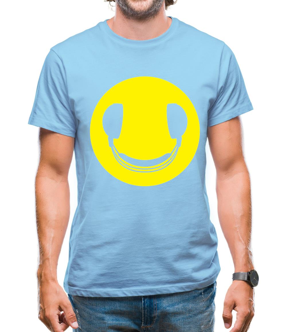 Dj Headphone Smiley Face Mens T-Shirt Dj Headphone Smiley Face Mens T-Shirt
